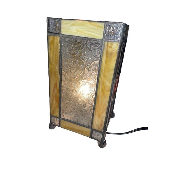 Handcrafted Stained Glass Pumpkin Hurricane Lamp - Picture 2 of 2